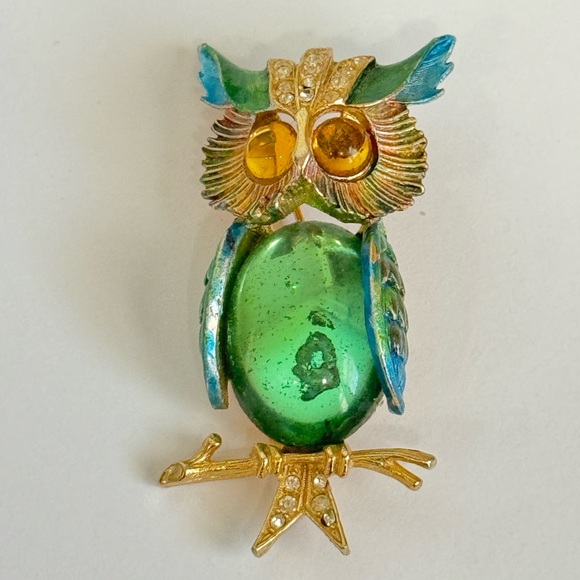 VINTAGE Owl Brooch - Picture 1 of 4